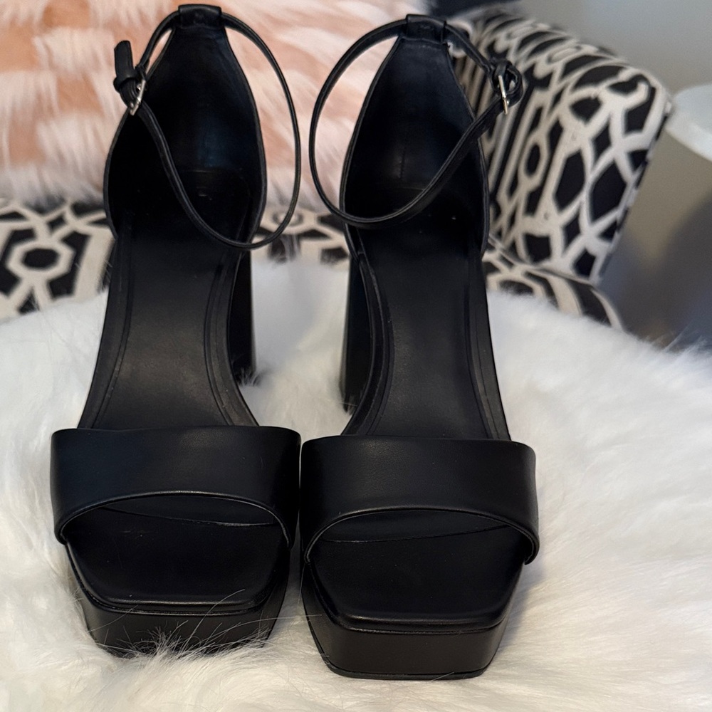 BP Black Ankle Strap Heels